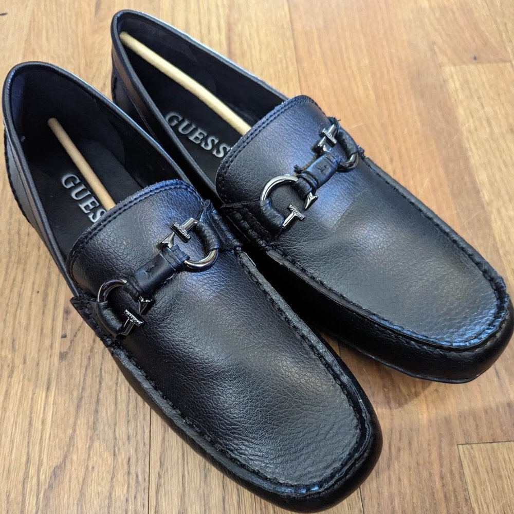 Men's Guess McKinley Horse Bit Loafers Black Slip-ons Size 11